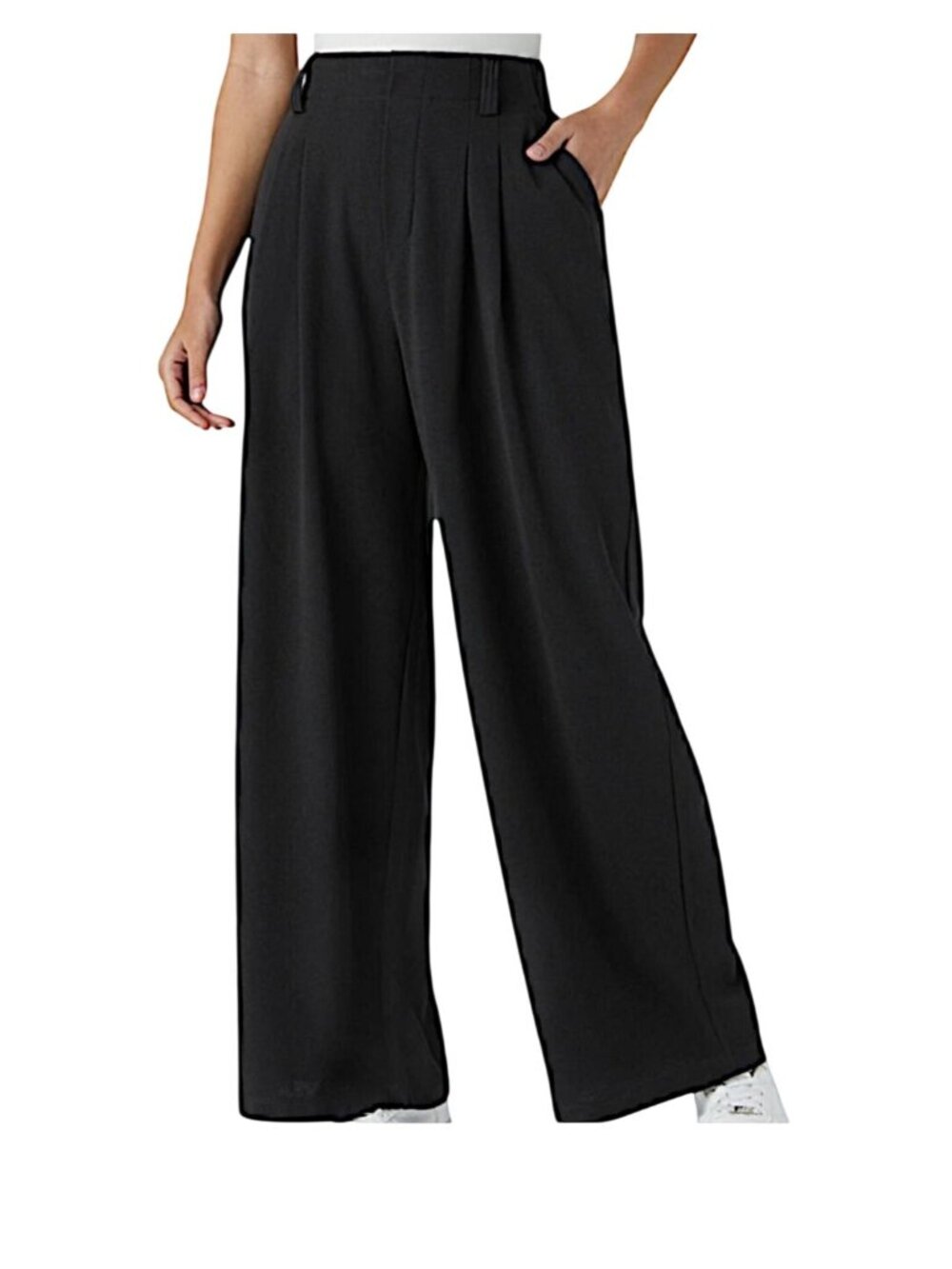 Halara wide leg pleat front waffle textured pull on trouser pants size L tall